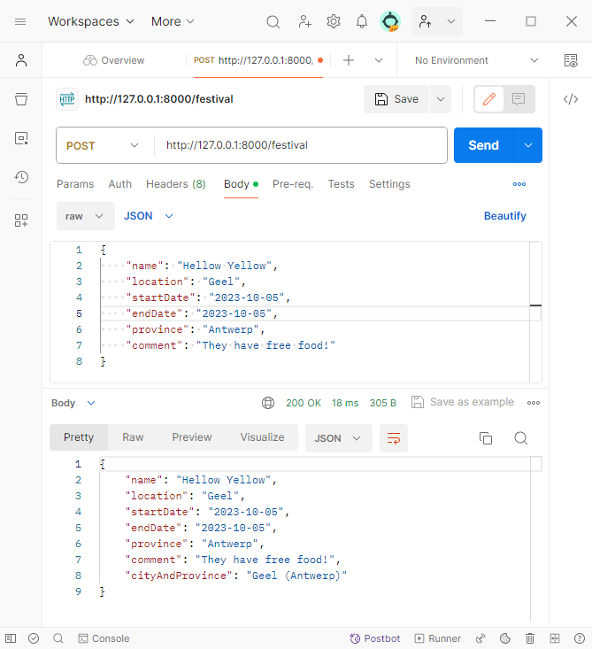 POST request in Postman with own logic