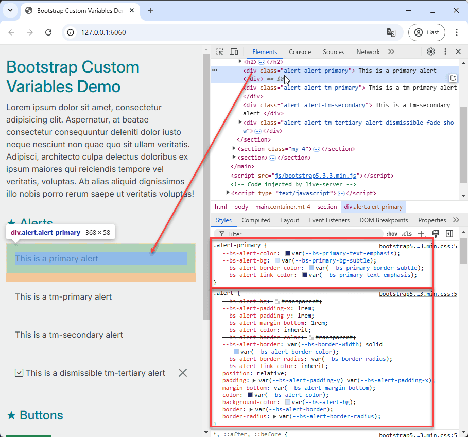 Alert CSS Variables