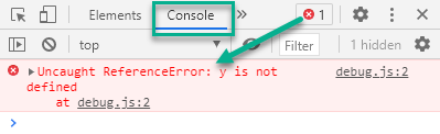 error in console