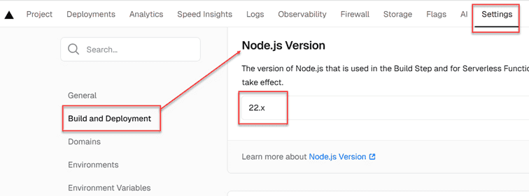 Node version