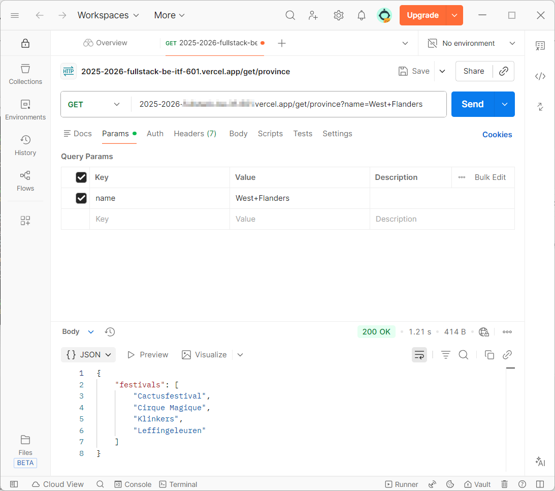 Hosted URL addressed in Postman